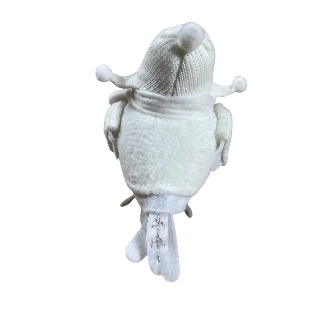 Brook White Felt Plush Bird Tabletop Decoration With Hat Scarf BROOK Tag